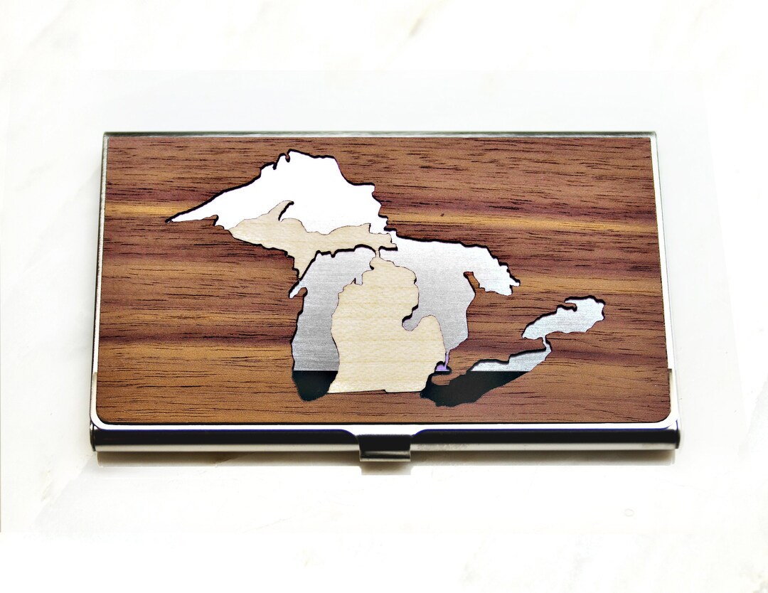 Business Card Holder, Minimalist Wallet, Card Case, Michigan Card Case ...