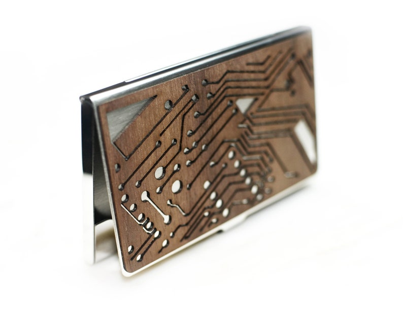 Business card case Circuit board Business card holder for man Tech gift men Engineer gift Fathers day gift Tech gift dad office gift image 2