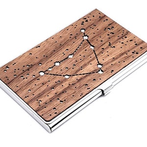 Steenbok Verjaardag Zodiac visitekaartje houder, Constellation visitekaartje geval, Astrologie geschenk, Hemelse kaart houder, Verjaardag Horoscoop