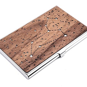 Porta-cartões de visita do signo do zodíaco Leão, estojo para cartão de visita Constellation, presente de astrologia, porta-cartões celestial, horóscopo de aniversário, estrelas