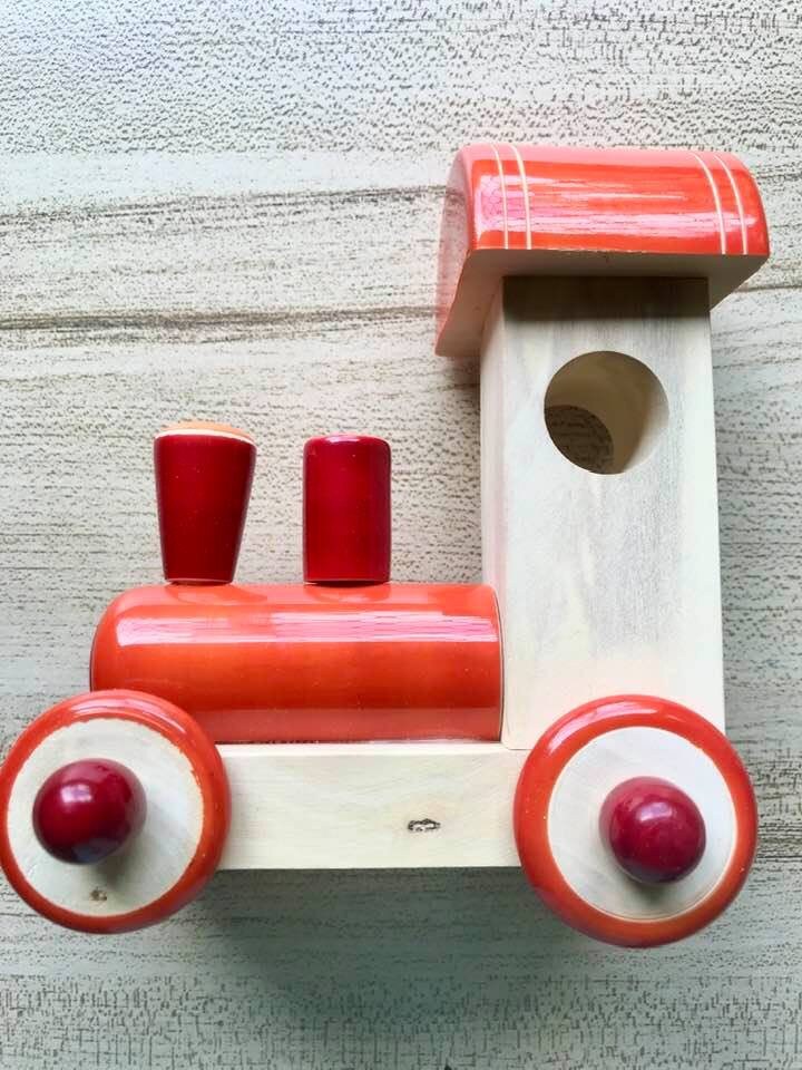 Woodenpullalongtoytrainenginehandmade Etsy