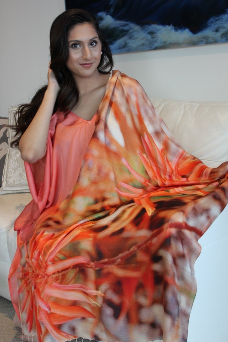 Designer Silk Scarf Australian Souvenir, Printed Silk Scarf, Floral Scarf, Christmas Gift for her image 2