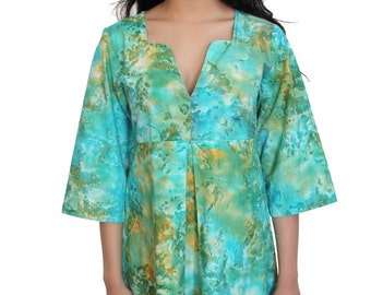 Tie Dye Dress - Summer Beach Kaftan for Women - Boho Tunic  - Gift For Her