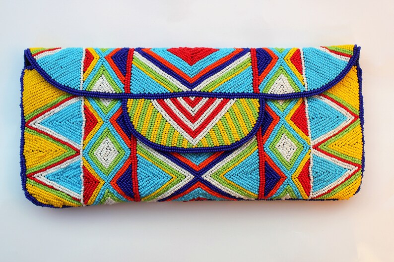 Beaded Clutch Bag, African Style Bag Boho Bag Envelope Clutch Handmade ...