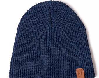 Deidaa - Cotton  All - Season Beanie  Hat - Knitted - Blue Cap - Designed in France - Fathers Day Man Gift