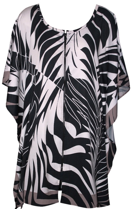 Printed Kaftan Dress Plus Size Kaftan Beach Cover up Black and