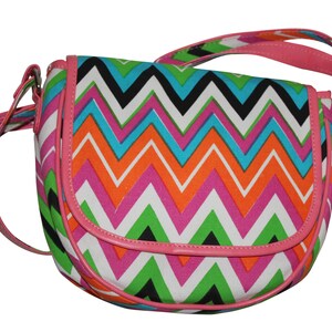 Small Canvas Crossbody Bag Chevron - Canvas Messenger Bag - Small Shoulder Bag for Travel - Cruelty Free Canvas Vegan Bag