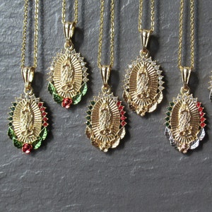 18K Gold Plate Saint Mary Pendant Necklace: CZ Stone Christian Jewelry