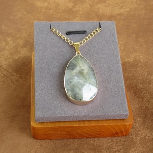 Labradorite Gold Pendant Necklace: Natural Gemstone Boho Jewelry