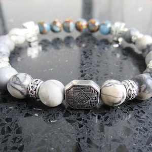 Knights Templar Cross Bracelet: Jasper Stone, Medieval Warrior Jewelry