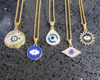 Gold Evil Eye Charm Necklace: Turkish Talisman Jewelry