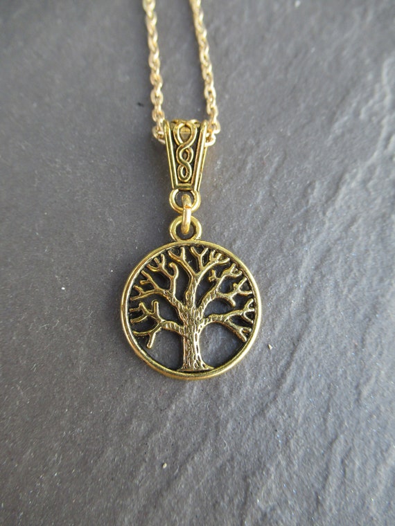 Gold Tree Of Life Symbol Necklace Chain Strength Power Etsy