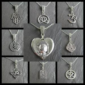 Buddha Themed Silver Chain Necklace Charm Men Women Fashion Jewelry 16&quot;-24&quot; UK