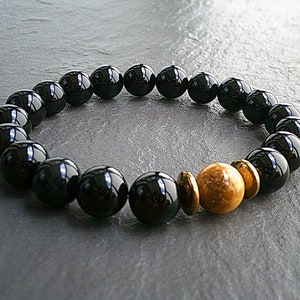 Bracelet en onyx noir et oeil de tigre : bijoux en pierre d&#39;énergie