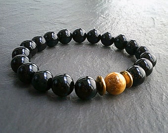 Bracelet en onyx noir et oeil de tigre : bijoux en pierre d'énergie
