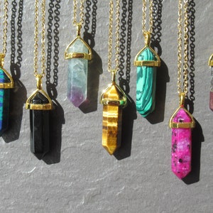 Healing Crystal Point Necklace: Metaphysical Gemstone Pendant
