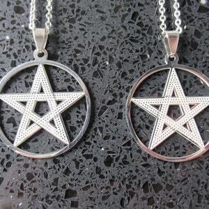 Silver Pentagram Tetragrammaton Stainless Steel Necklace
