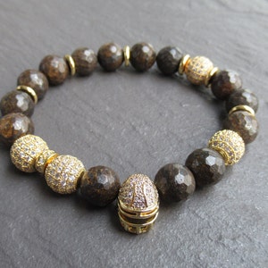 American Football Helmet  Stone Bracelet Jewelry, Gridiron Elasticated Sports bracelet, Gold Gemstone Bronzite Bracelet Free Shipping UK