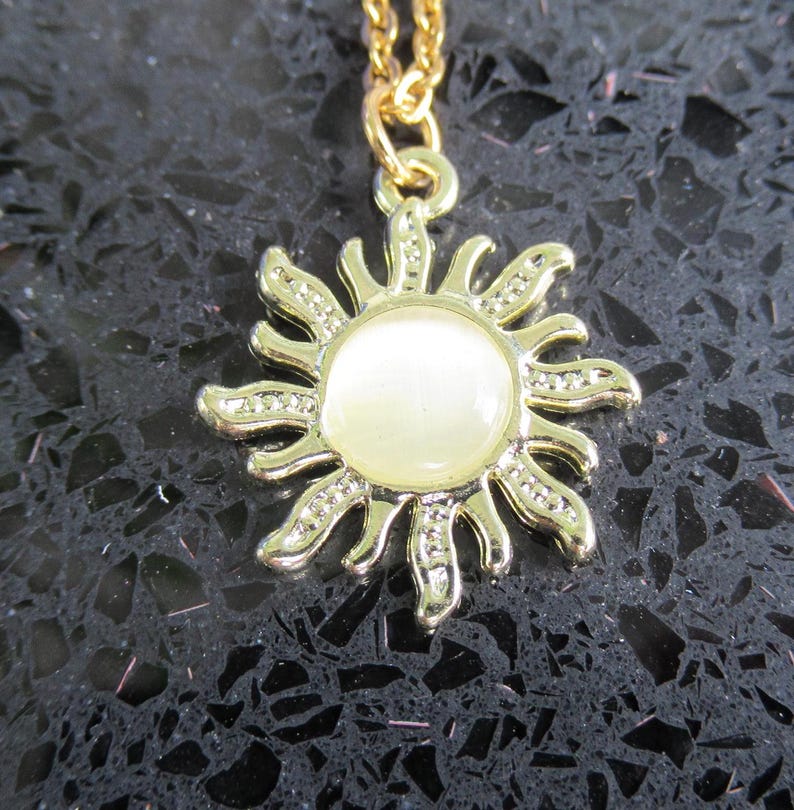 Gold Sun Charm Necklace, Chain Sun Necklace, Sun Pendant Chain Necklace