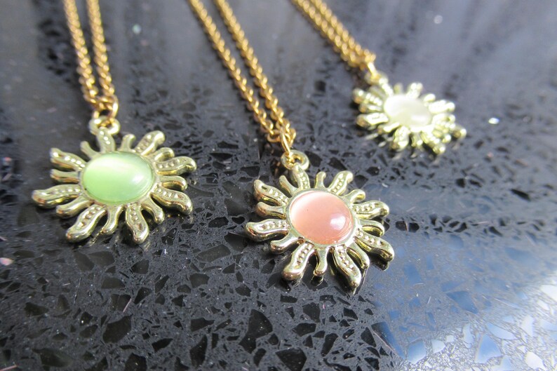 Gold Sun Charm Necklace, Chain Sun Necklace, Sun Pendant Chain Necklace