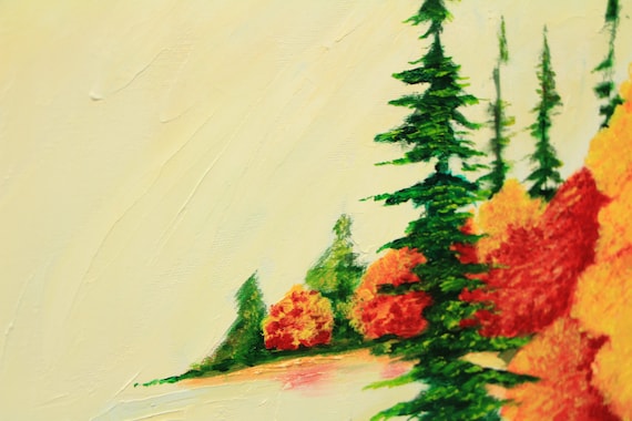 river Textured painting Home decor Abstract landscape Modern art Original Oil painting on canvas by Syzym Autumn colors North Quebec trees