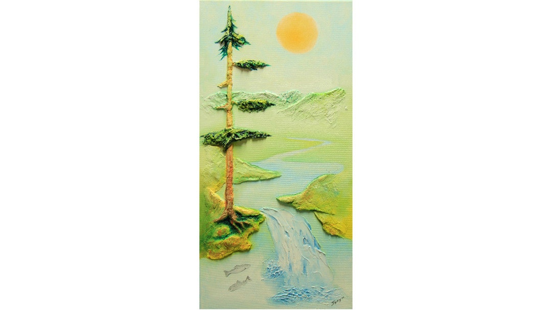 Textured Abstract Landscape Original Oil Painting on Canvas by Syzym ...