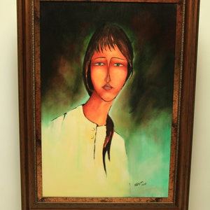 Abstract portrait Original Oil painting on canvas by Syzym Woman portrait Female face Framed painting