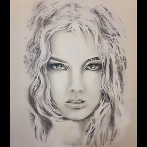 Portrait V Girls face woman's portrait Figurative art pastel and pencil drawing image 2