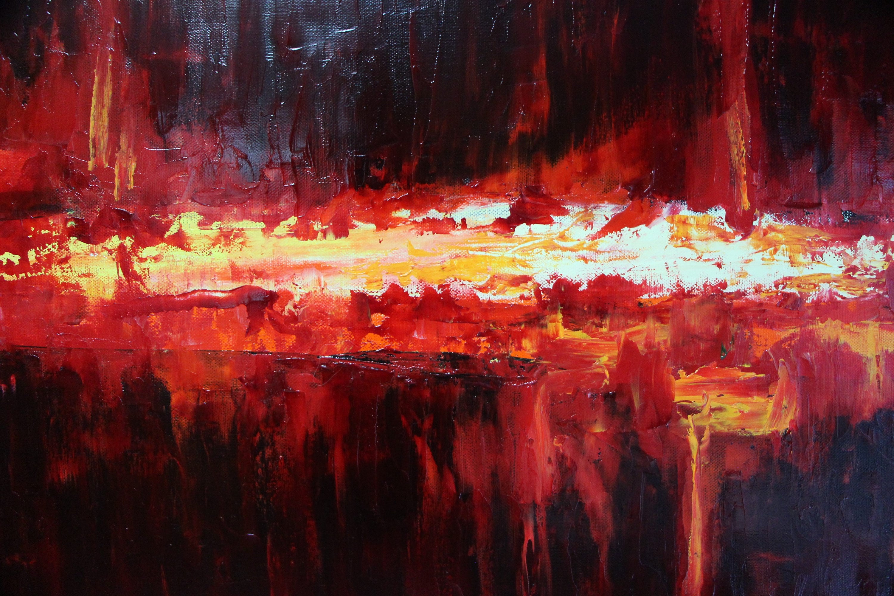 Large 24x48 Textured Abstract Oil Painting in Red Yellow Etsy Canada