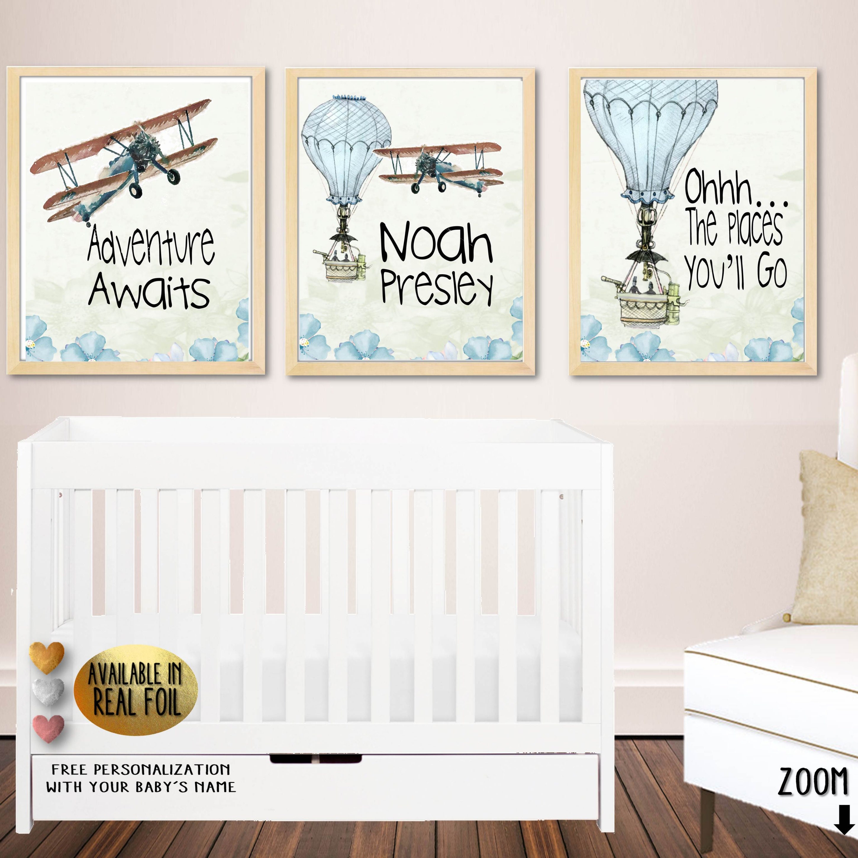 Oh The Places You Ll Go Boy Nursery Wall Art Baby Etsy