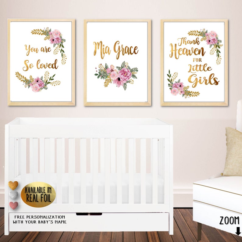Floral Nursery Wall Art Baby Girl Art Set Baby Shower Art Etsy