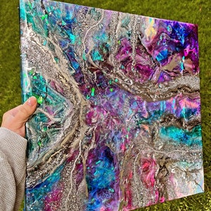 Original abstract resin opal stone crystal artwork