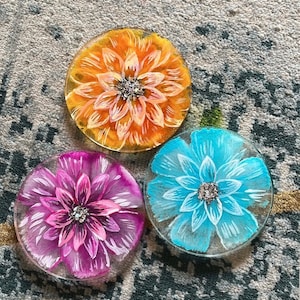 3d flower resin coasters floral art colorful art coasters