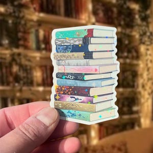 Album Book Stack Sticker | Holographic Reader & Music Fan Decal