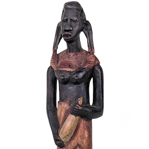 Maasai female wood sculpture hand-carved in Kenya, East Africa 12.5 inches tall