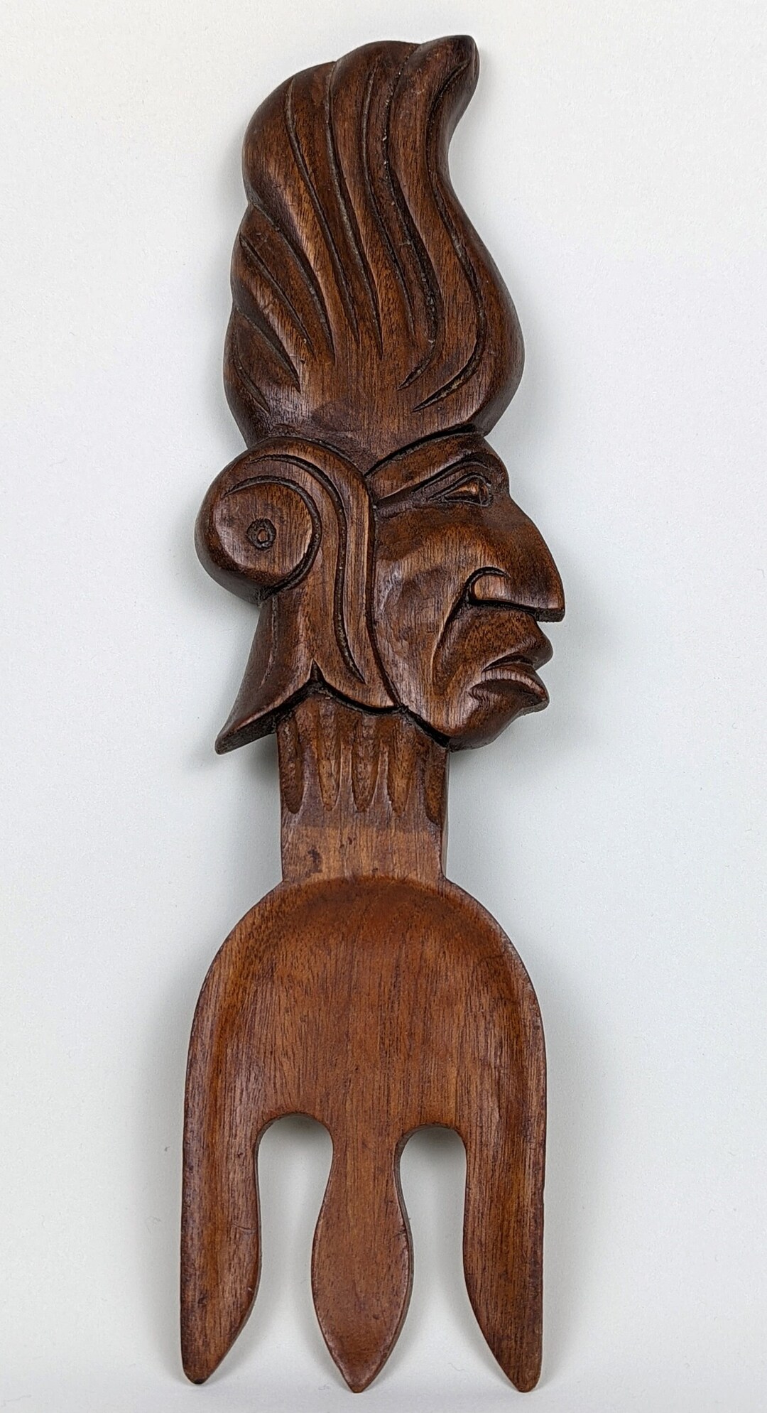 Mayan Art Wooden Fork Hand Carved Vintage Sculpture Honduras Etsy