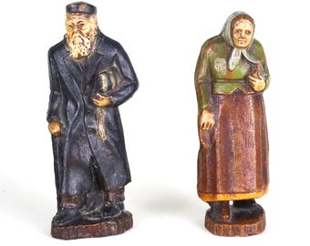 Figuras antiguas de rabino y mujer de Judaica Judaica: Bubbe y Zayde, 5,5 pulgadas.