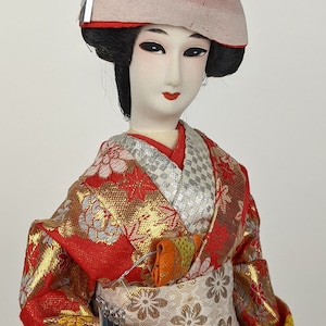 Braut Puppe Japanische Hanayome Kimono Puppe Seide 45 cm groß Mid Century