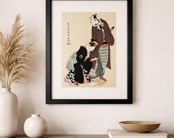 Sharaku Ukiyo-e, grabado japonés en madera con escena de Kabuki, enmarcado, 14x18 pulgadas, arte mural japonés, vintage de los años 90.