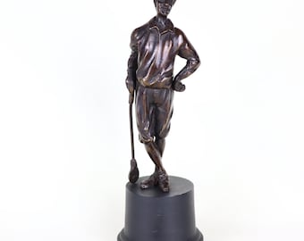 イギリスアンティーク アールデコ ブロンズ像 ゴルファー 大理石 1920s イギリスアンティーク アールデコ ブロンズ像 ゴルファー 大理石 1920s