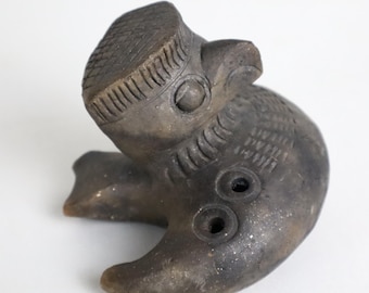 Silbato de águila de arcilla antigua, ocarina peruana hecha a mano, instrumento musical de arte popular de 4,25 pulgadas.