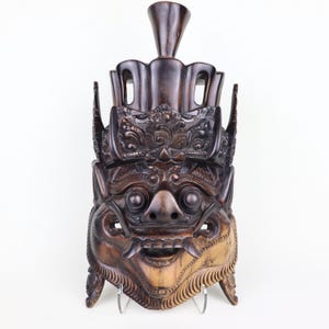 Balinesische Barong Maske Skulptur handgeschnitzt aus massivem zweifarbigen Palisander Indonesien 36 cm lang und 1 Kilo schwer