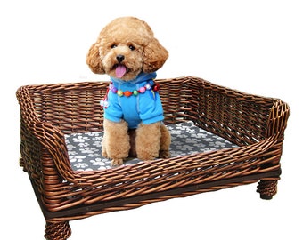 white wicker dog bed