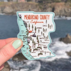 Mendocino County Vinyl Sticker, Mendocino water bottle sticker, Mendocino California, Mendocino Coast, Fort Bragg Sticker, Russian Gulch image 1