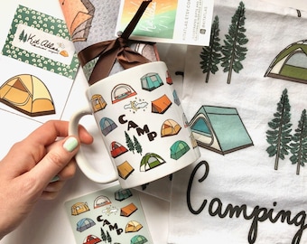 Camping Gift Set, Camping Christmas Gift, Outdoors Christmas Gift, Tent Camping, Camping Holiday Gift, Camping Kitchen Gift, Camping Mug