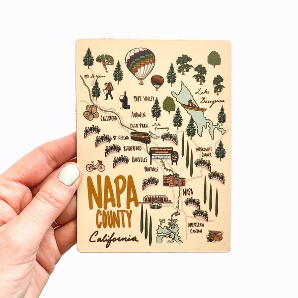 Napa County California Map Magnet, Napa Gift, Napa Valley, Wine Country, Wine Gift, Calistoga, Yountville, St Helena, Rutherford, Berryessa
