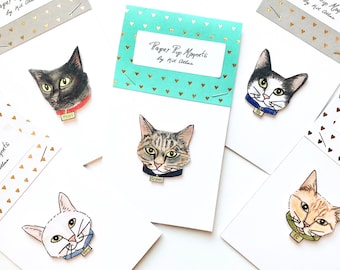 Choose an Illustration Cat Magnet w/ Custom Coloring,  Illustrated Cat Gift, Custom Cat Art, Customizable Cat Gift, Personalized Cat Gift