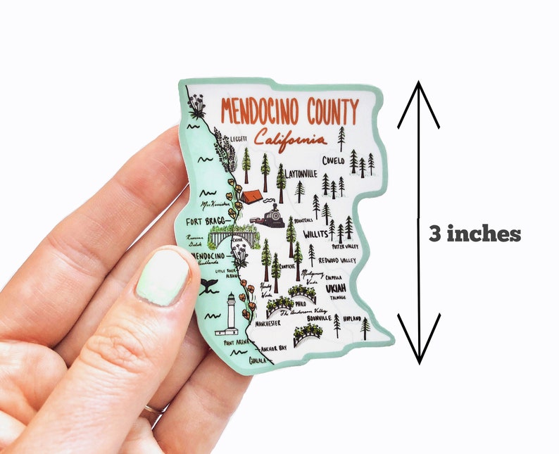 Mendocino County Vinyl Sticker, Mendocino water bottle sticker, Mendocino California, Mendocino Coast, Fort Bragg Sticker, Russian Gulch image 3