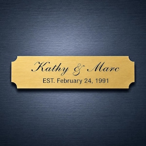 Laser Engraved 4" x 1" Gold Plate w/Notched Corners and Adhesive Backing – Customize for Awards, Title Plates, Memorials, Inventory Labels