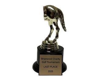 Novelty Horse’s Rear End Trophy ~ Playful Loser or Last Place Award – Engraved Plate